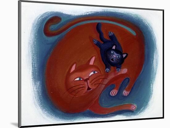 Cat and Her Kitten - Illustration by Patrizia La Porta-Patrizia La Porta-Mounted Giclee Print
