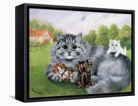 Cat and Her Kittens-Louis Wain-Framed Premier Image Canvas