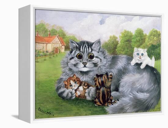 Cat and Her Kittens-Louis Wain-Framed Premier Image Canvas