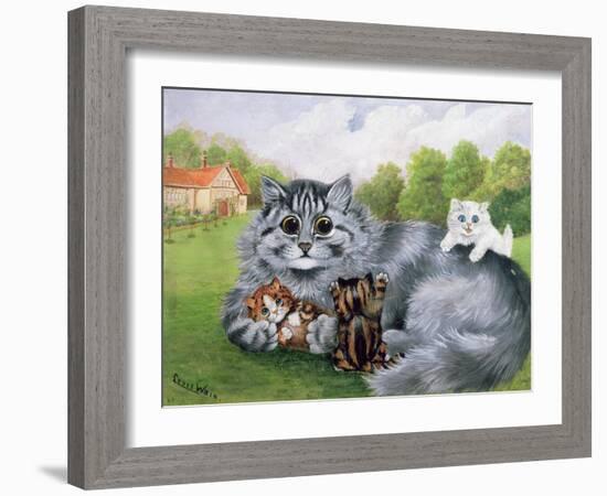 Cat and Her Kittens-Louis Wain-Framed Giclee Print