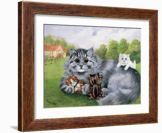 Cat and Her Kittens-Louis Wain-Framed Giclee Print