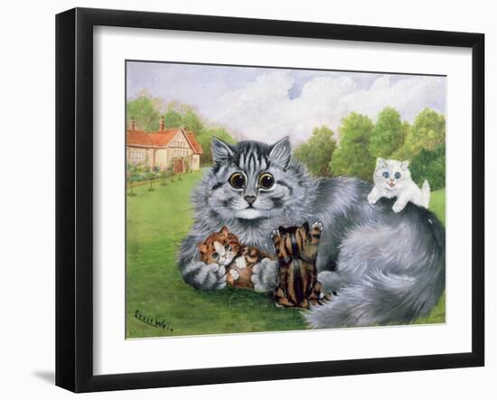 Cat and Her Kittens-Louis Wain-Framed Giclee Print