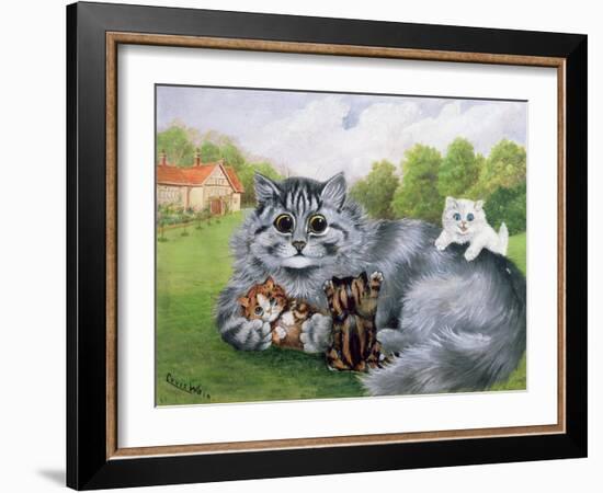 Cat and Her Kittens-Louis Wain-Framed Giclee Print