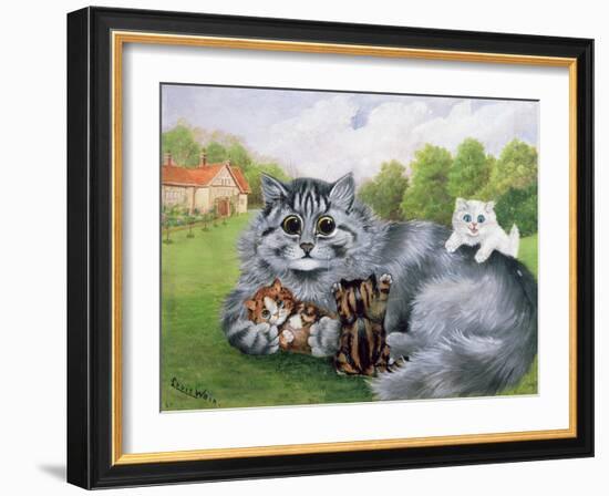 Cat and Her Kittens-Louis Wain-Framed Giclee Print