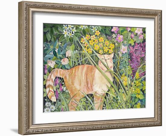 Cat and Long Grass, 1996-Hilary Jones-Framed Giclee Print