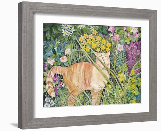 Cat and Long Grass, 1996-Hilary Jones-Framed Giclee Print