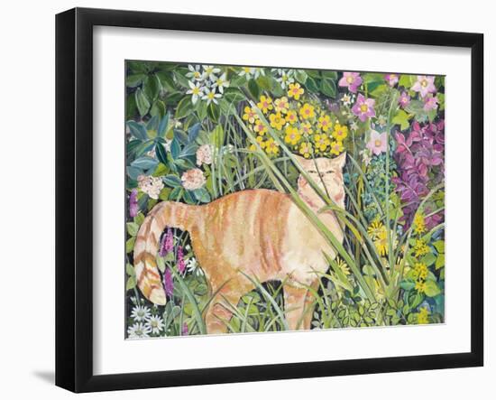 Cat and Long Grass, 1996-Hilary Jones-Framed Giclee Print