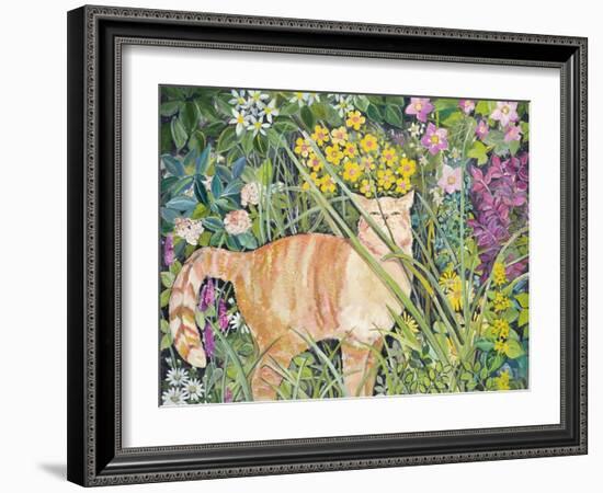 Cat and Long Grass, 1996-Hilary Jones-Framed Giclee Print