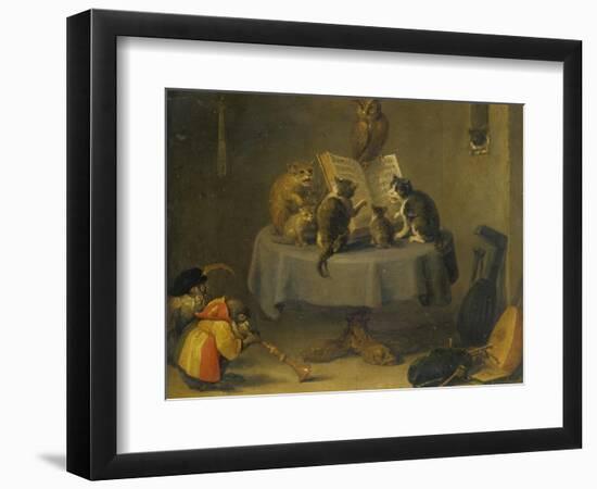 Cat and Monkey Concert-David Teniers the Younger-Framed Giclee Print