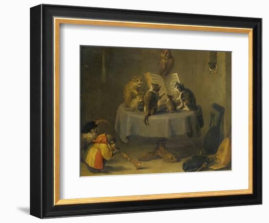 Cat and Monkey Concert-David Teniers the Younger-Framed Giclee Print