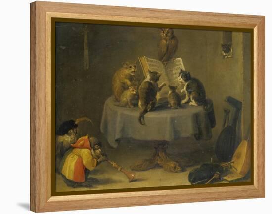 Cat and Monkey Concert-David Teniers the Younger-Framed Premier Image Canvas