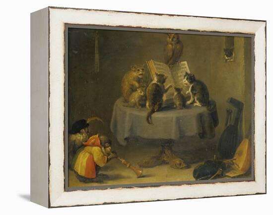 Cat and Monkey Concert-David Teniers the Younger-Framed Premier Image Canvas