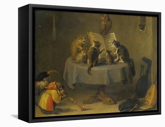 Cat and Monkey Concert-David Teniers the Younger-Framed Premier Image Canvas