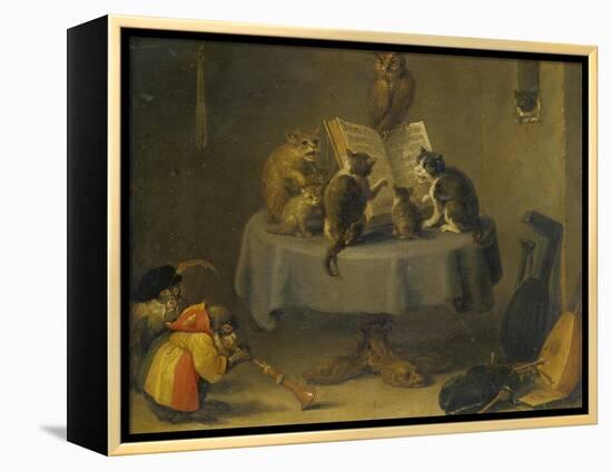 Cat and Monkey Concert-David Teniers the Younger-Framed Premier Image Canvas
