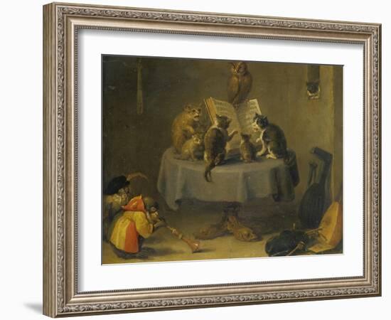 Cat and Monkey Concert-David Teniers the Younger-Framed Giclee Print