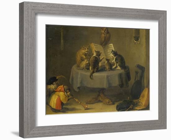 Cat and Monkey Concert-David Teniers the Younger-Framed Giclee Print