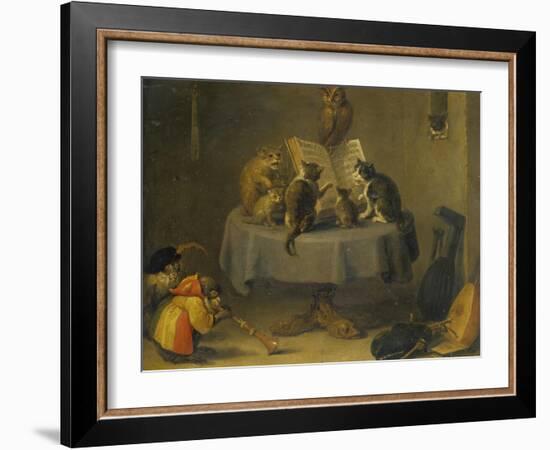 Cat and Monkey Concert-David Teniers the Younger-Framed Giclee Print