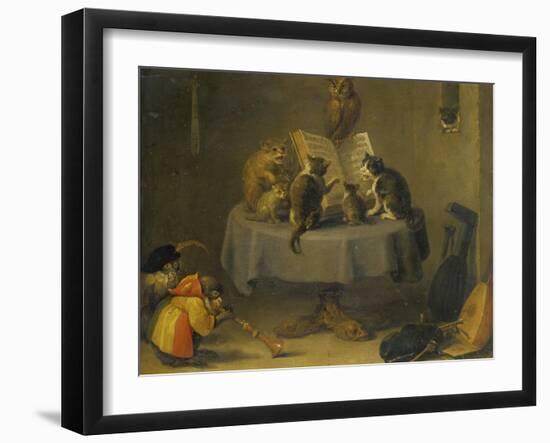 Cat and Monkey Concert-David Teniers the Younger-Framed Giclee Print