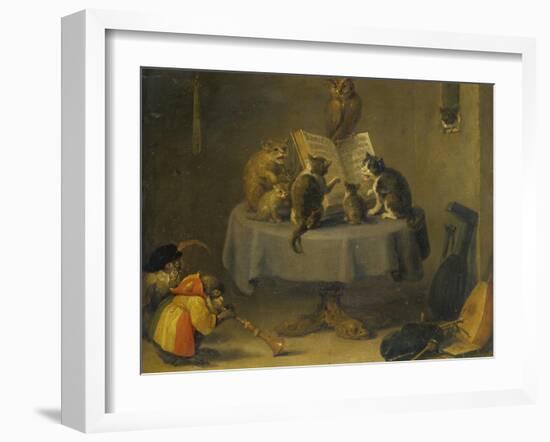 Cat and Monkey Concert-David Teniers the Younger-Framed Giclee Print