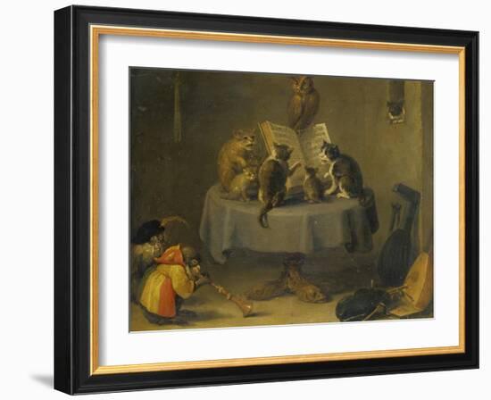 Cat and Monkey Concert-David Teniers the Younger-Framed Giclee Print