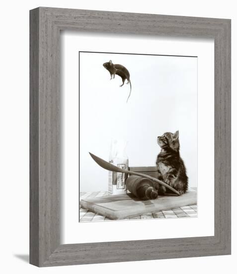 Cat and Mouse-null-Framed Art Print