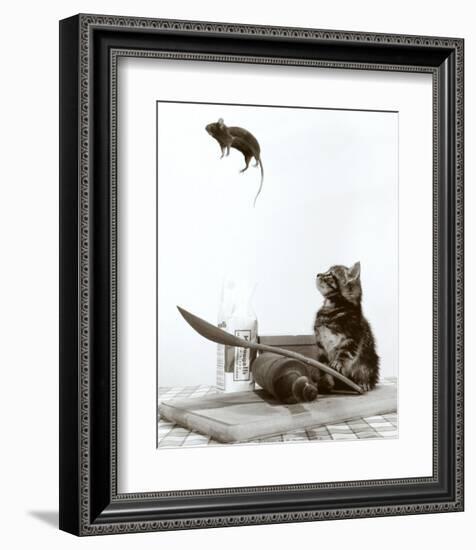 Cat and Mouse-null-Framed Art Print