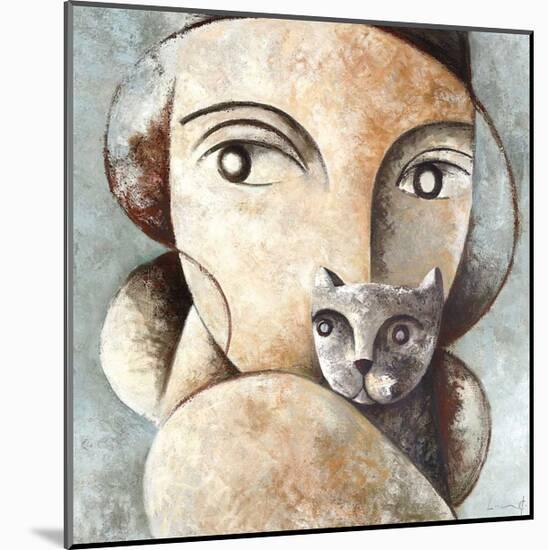 Cat and Woman-Didier Lourenco-Mounted Giclee Print