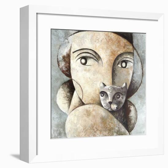 Cat and Woman-Didier Lourenco-Framed Giclee Print