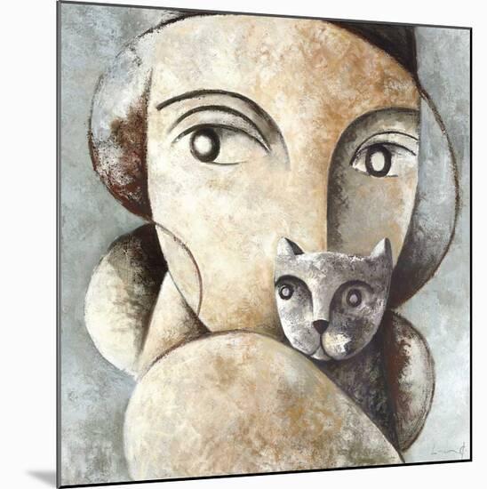 Cat and Woman-Didier Lourenco-Mounted Giclee Print