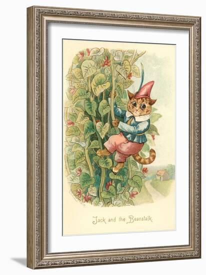 Cat as Jack and the Beanstalk-null-Framed Art Print