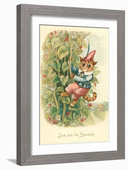 Cat as Jack and the Beanstalk-null-Framed Art Print