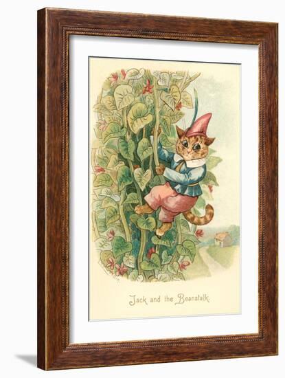 Cat as Jack and the Beanstalk-null-Framed Art Print