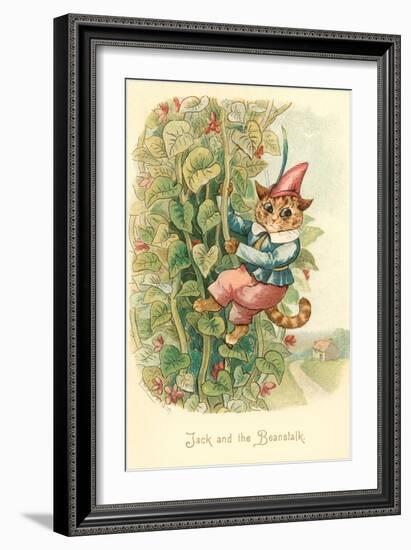 Cat as Jack and the Beanstalk-null-Framed Art Print