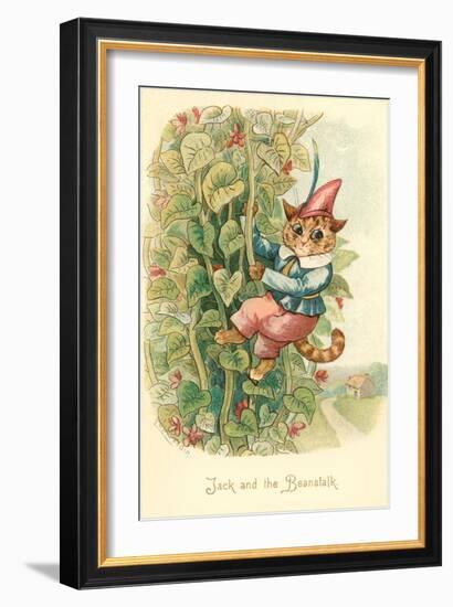 Cat as Jack and the Beanstalk-null-Framed Art Print