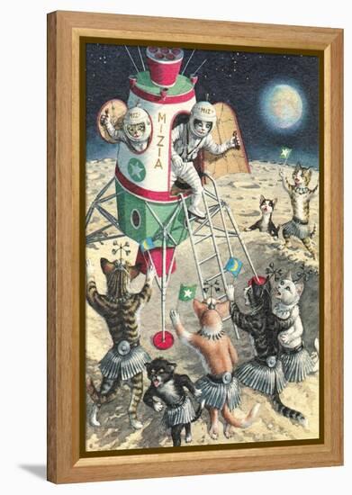 Cat Astronauts Landing on Female Cat Planet-null-Framed Stretched Canvas