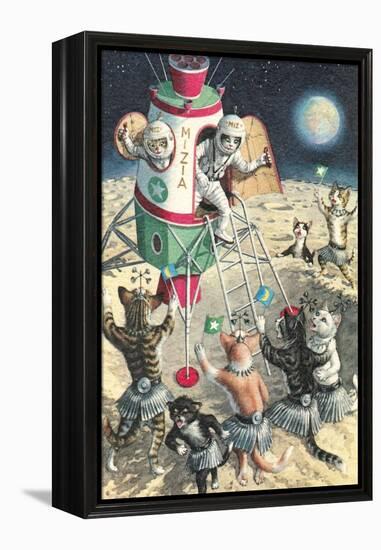 Cat Astronauts Landing on Female Cat Planet-null-Framed Stretched Canvas