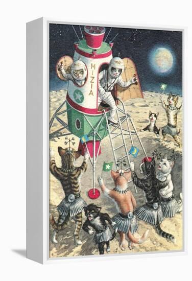 Cat Astronauts Landing on Female Cat Planet-null-Framed Stretched Canvas