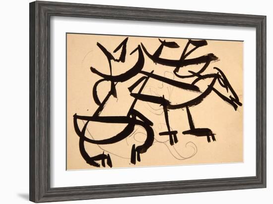 Cat Attacking Dog, 1913-Henri Gaudier-brzeska-Framed Giclee Print