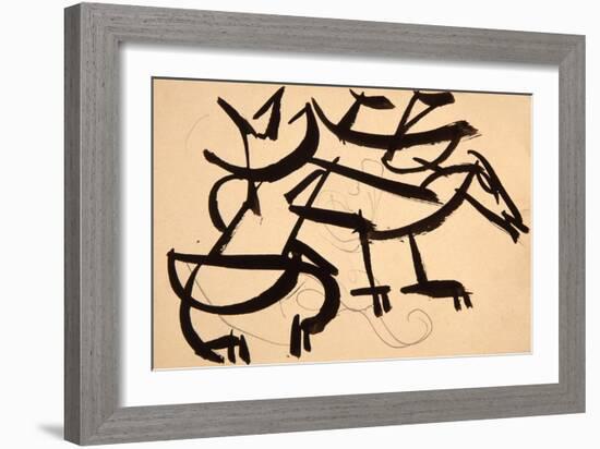 Cat Attacking Dog, 1913-Henri Gaudier-brzeska-Framed Giclee Print