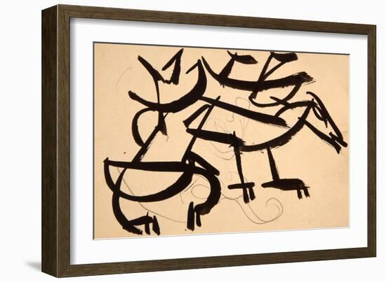 Cat Attacking Dog, 1913-Henri Gaudier-brzeska-Framed Giclee Print