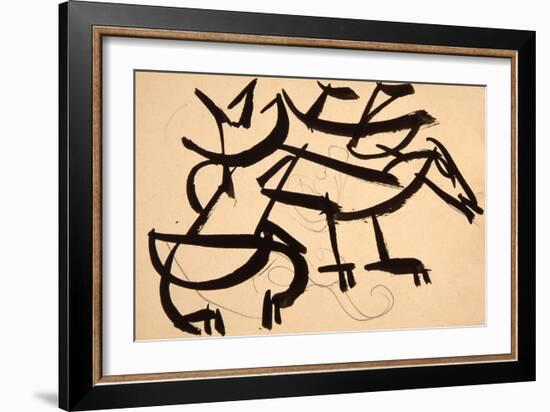 Cat Attacking Dog, 1913-Henri Gaudier-brzeska-Framed Giclee Print