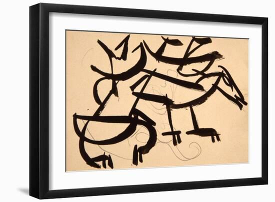 Cat Attacking Dog, 1913-Henri Gaudier-brzeska-Framed Giclee Print