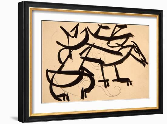 Cat Attacking Dog, 1913-Henri Gaudier-brzeska-Framed Giclee Print