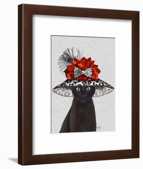 Cat, Black with Fabulous Hat-Fab Funky-Framed Art Print