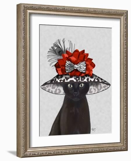 Cat, Black with Fabulous Hat-Fab Funky-Framed Art Print