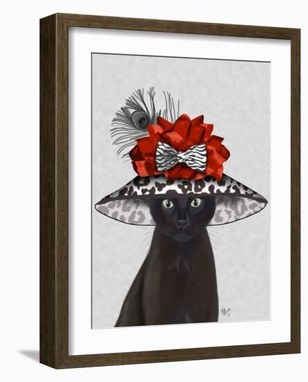 Cat, Black with Fabulous Hat-Fab Funky-Framed Art Print