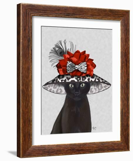 Cat, Black with Fabulous Hat-Fab Funky-Framed Art Print