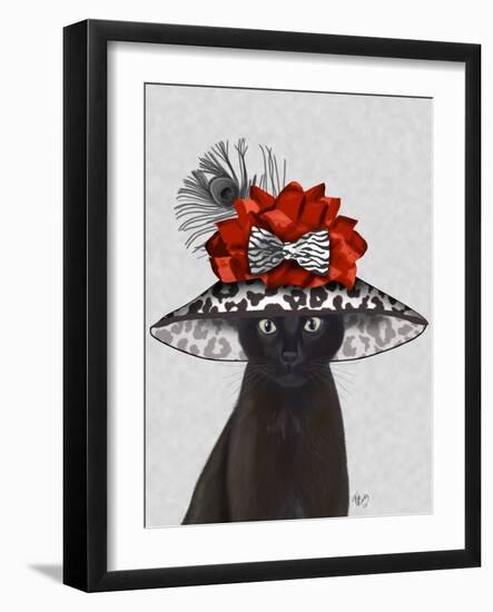Cat, Black with Fabulous Hat-Fab Funky-Framed Art Print