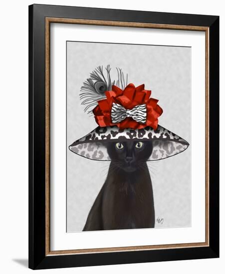 Cat, Black with Fabulous Hat-Fab Funky-Framed Art Print