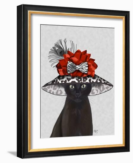 Cat, Black with Fabulous Hat-Fab Funky-Framed Art Print